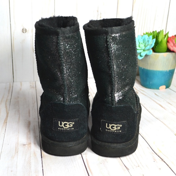 UGG Sparkle Black Metallic Classic Short Boots - Picture 2 of 8